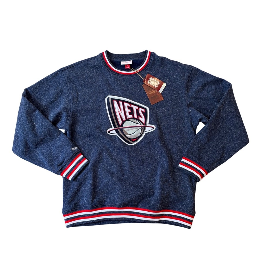 NWT Mitchell & Ness NBA New Jersey Nets Sweatshirt Mens Blue Classics SIZE Large